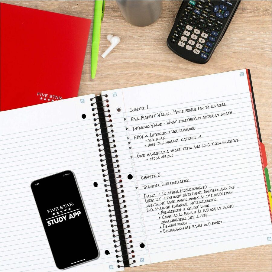 Mead College Ruled Subject Notebooks - 200 Pages - Spiral - 11" Height x 10.2" Width - Assorted Plastic Cover - 1 Each