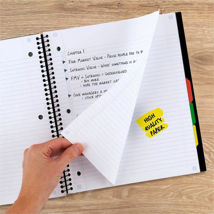 Mead College Ruled Subject Notebooks - 200 Pages - Spiral - 11" Height x 10.2" Width - Assorted Plastic Cover - 1 Each