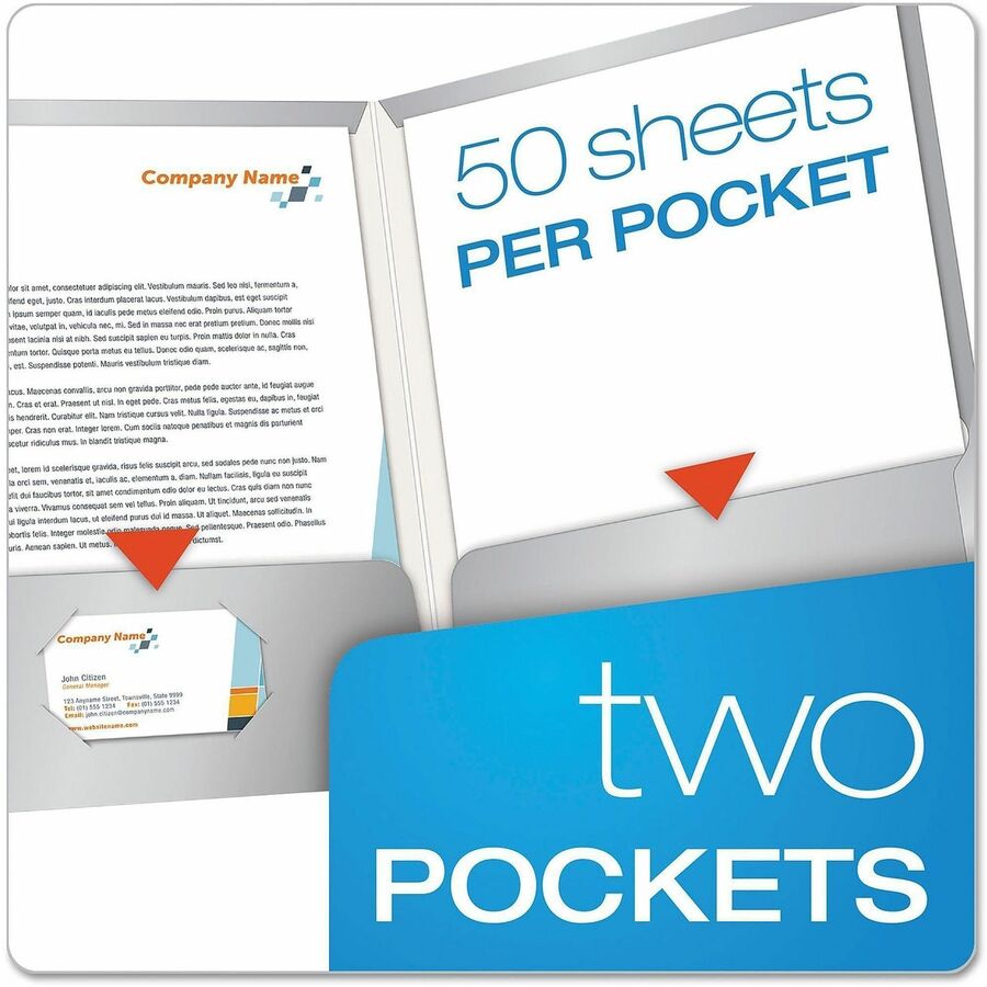 Oxford Showfolio Letter Pocket Folder - 8 1/2" x 11" - 100 Sheets Capacity - 2 Internal Pocket - Gray - 25 / Box