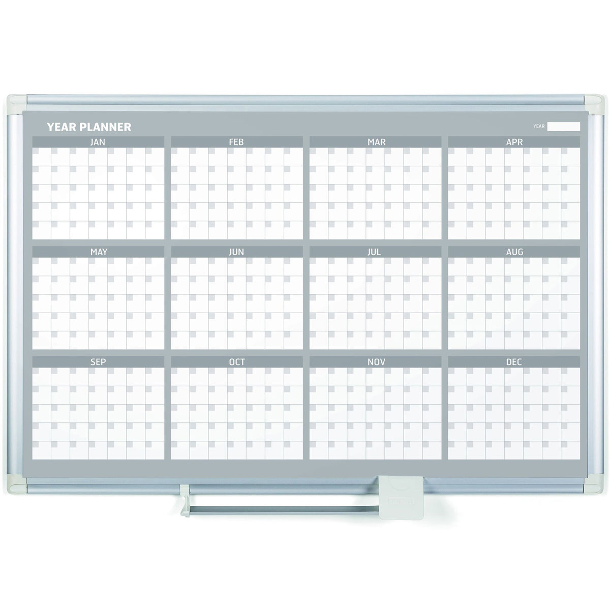 MasterVision Bi-silque 12-Month Yearly Magnetic Dry Erase Planners - Yearly - 12 Month - White - Aluminum - 24" Height x