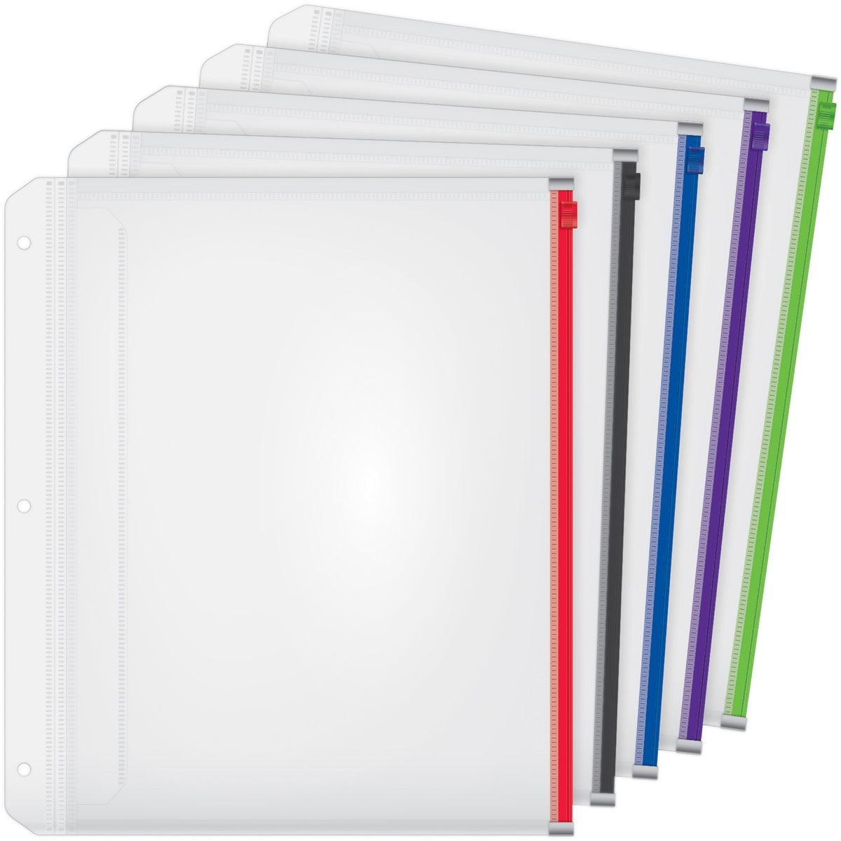 Cardinal® Zipper Binder Pockets - 0.50" Maximum Capacity - 100 x Sheet Capacity - For Letter 8 1/2" x 11" Sheet - 3 x Ho