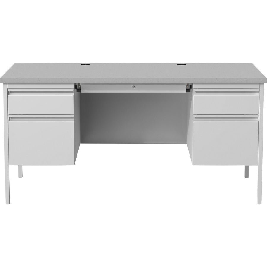 Lorell Fortress Series Double-Pedestal Desk - 30" Height x 29.50" Width x 60" Depth - File, Office - Gray, Laminated - S