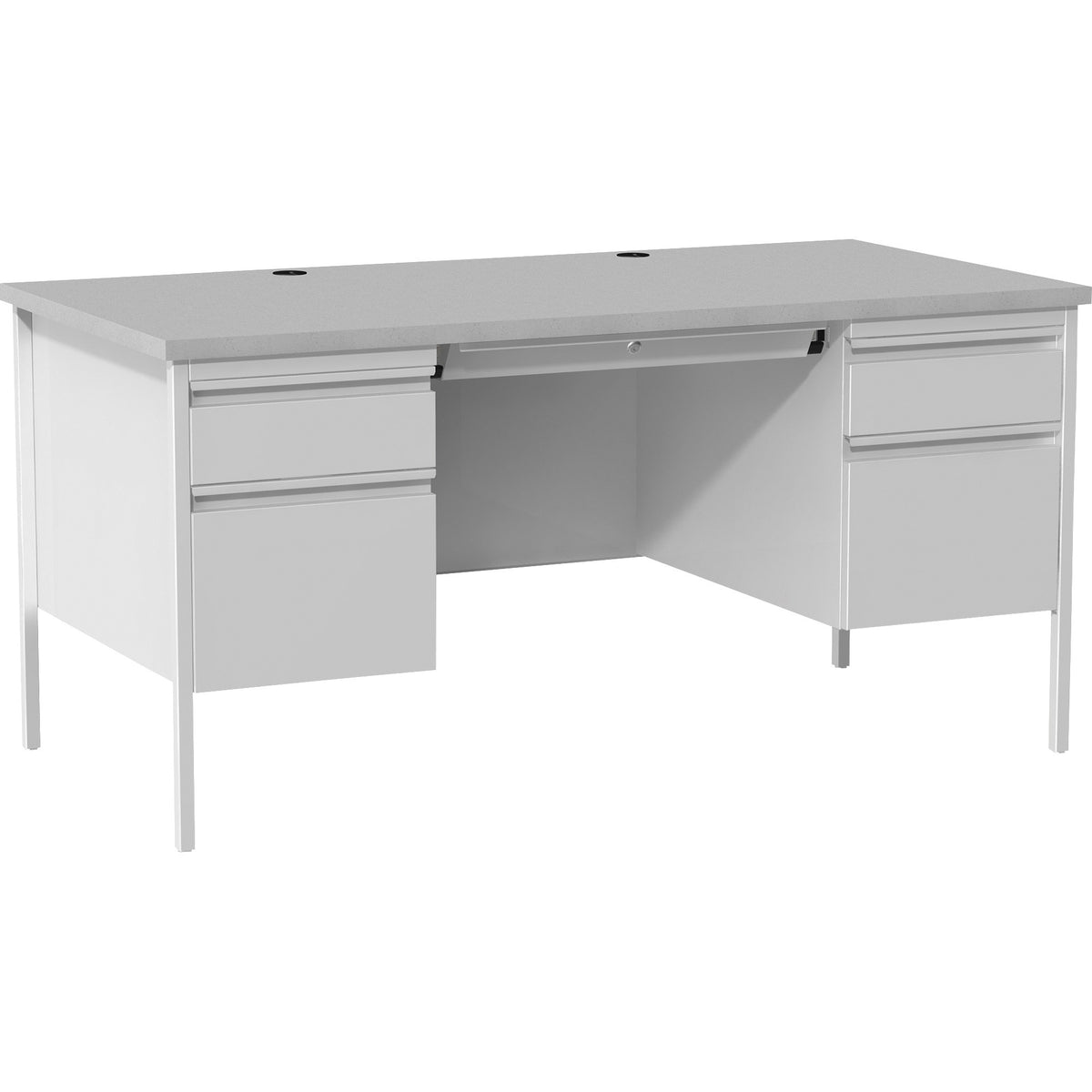 Lorell Fortress Series Double-Pedestal Desk - 30" Height x 29.50" Width x 60" Depth - File, Office - Gray, Laminated - S