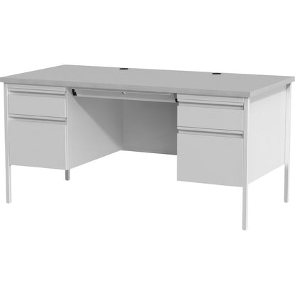 Lorell Fortress Series Double-Pedestal Desk - 30" Height x 29.50" Width x 60" Depth - File, Office - Gray, Laminated - S