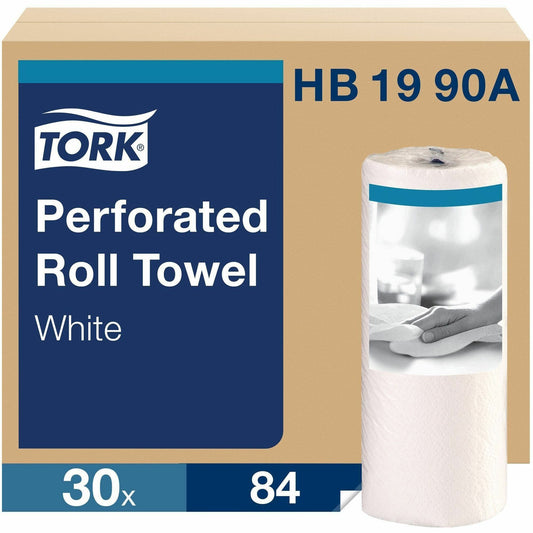 TORK Perforated Towel Rolls - 2 Ply - 11" Width x 63 ft Length - 84 Sheets/Roll - 4.40" Roll Diameter - Fiber - 30 / Car
