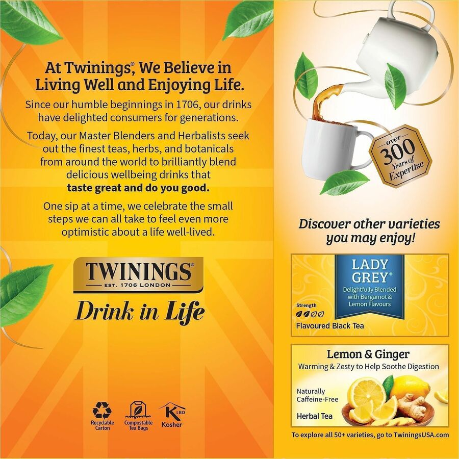 Twinings of London Earl Grey Black Tea Bag - 25 Cup - 25 / Box
