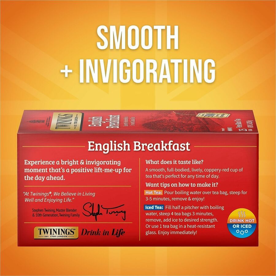 Twinings of London English Breakfast Black Tea Bag - 25 Cup - 25 / Box