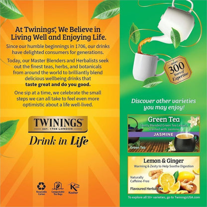 Twinings of London 100% Natural Green Tea Bag - 25 Cup - 25 / Box