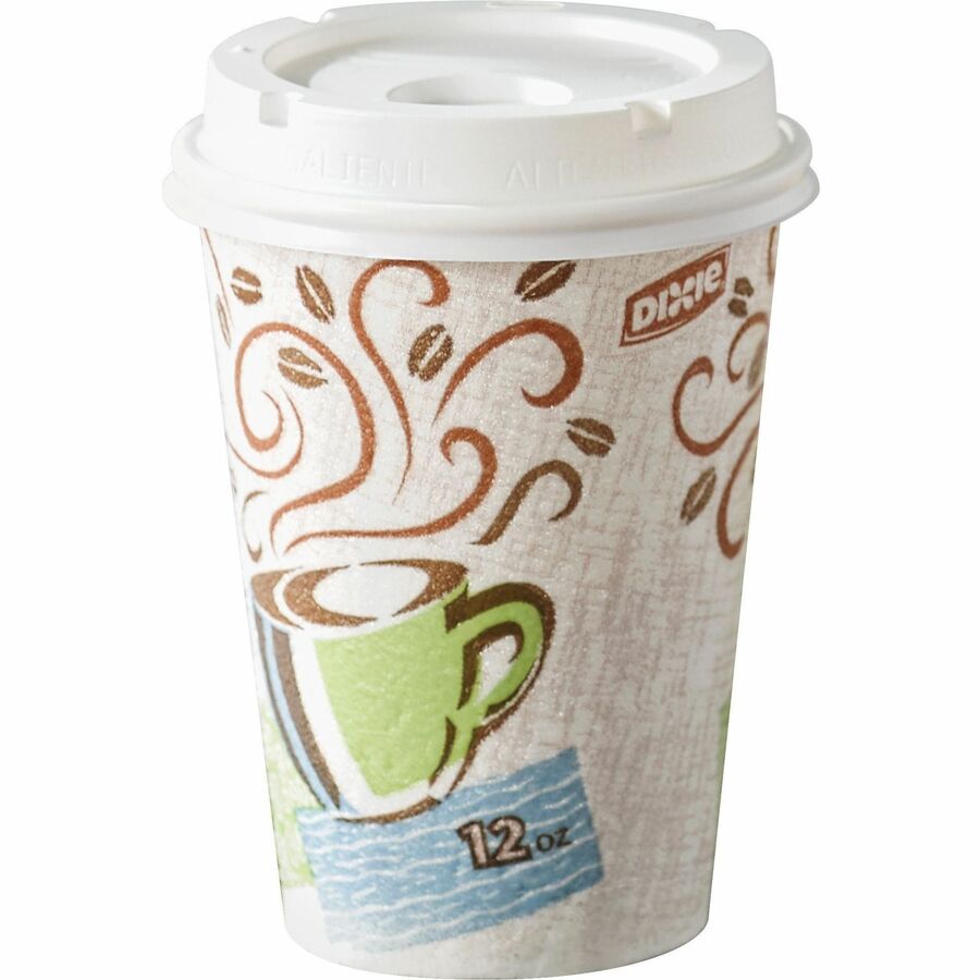 Dixie PerfecTouch 12 oz Insulated Paper Hot Coffee Cups by GP Pro - 12 fl oz - Assorted - Paper - Coffee, Hot Drink - 16