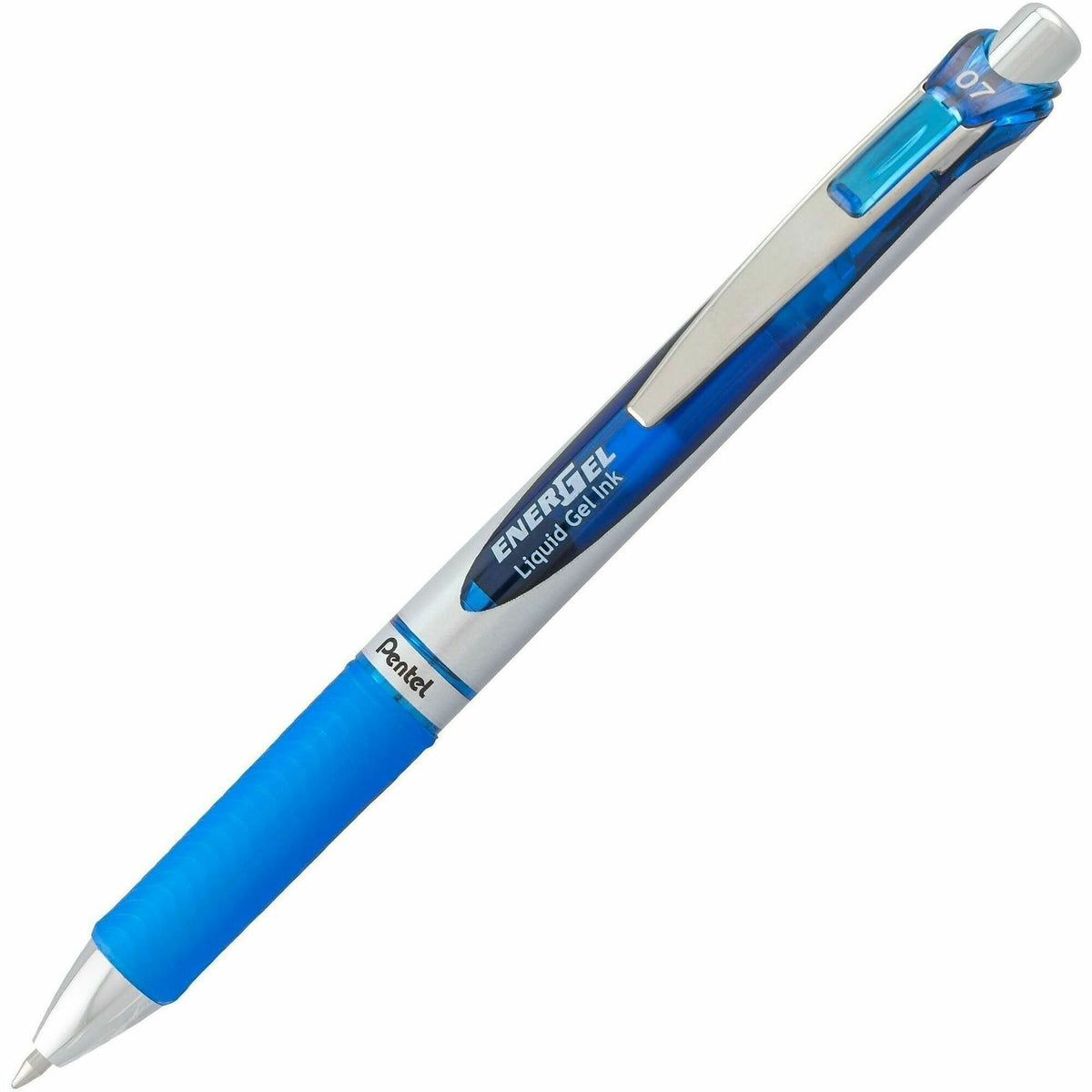 Pentel EnerGel RTX Liquid Gel Pens - 0.7 mm Medium Pen Point - Refillable - Retractable - Blue Ink - Gel-based - Silver 