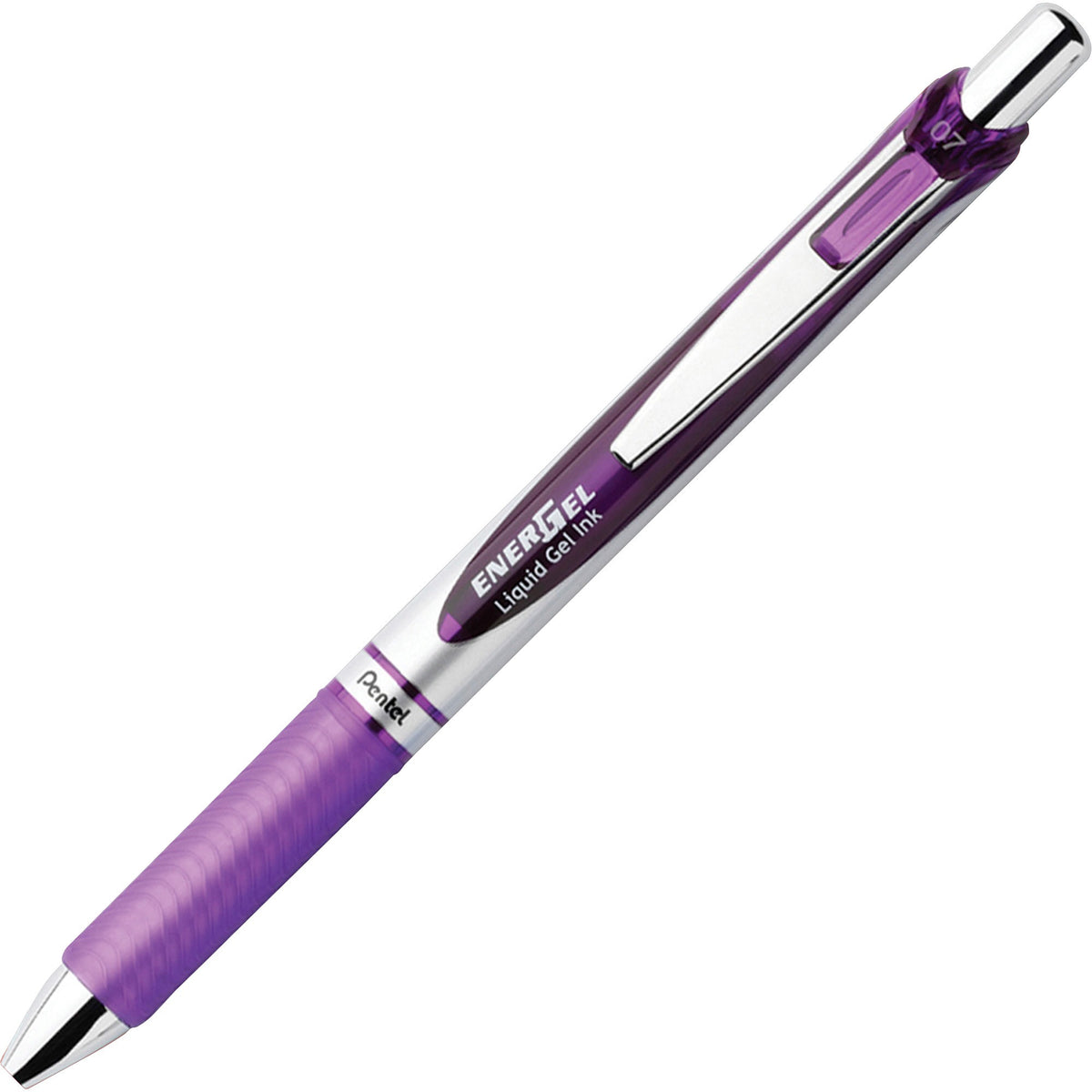 Pentel EnerGel RTX Liquid Gel Pens - 0.7 mm Medium Pen Point - Refillable - Retractable - Violet Ink - Gel-based - Silve