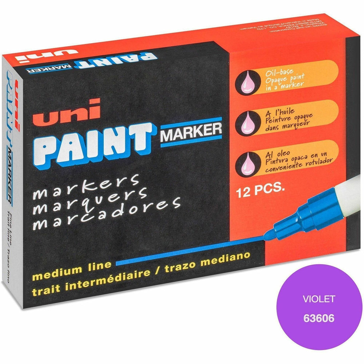 uni® uni-Paint PX-20 Oil-Based Marker - Violet Ink - Oil Based - White Barrel - 12 / Dozen