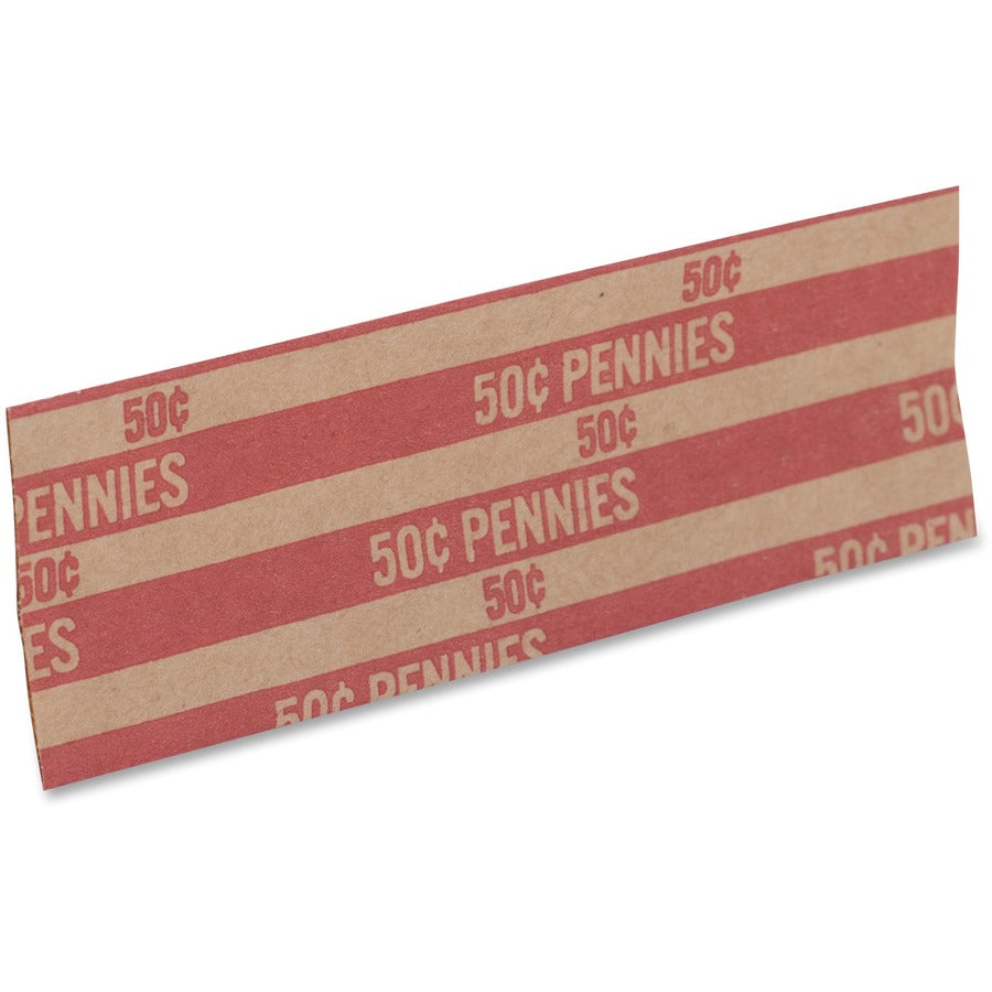 PAP-R Flat Coin Wrappers - Total $0.50 in 50 Coins of 1¢ Denomination - Heavy Duty - Paper - Red - 1000 / Box