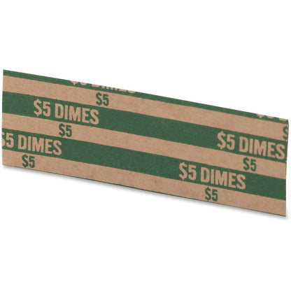 PAP-R Flat Coin Wrappers - Total $5.0 in 50 Coins of 10¢ Denomination - Heavy Duty - Paper - Green - 1000 / Box