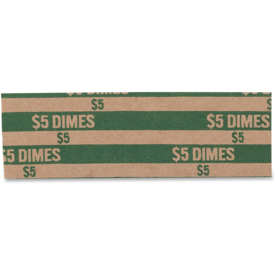 PAP-R Flat Coin Wrappers - Total $5.0 in 50 Coins of 10¢ Denomination - Heavy Duty - Paper - Green - 1000 / Box