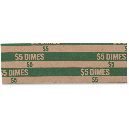 PAP-R Flat Coin Wrappers - Total $5.0 in 50 Coins of 10¢ Denomination - Heavy Duty - Paper - Green - 1000 / Box