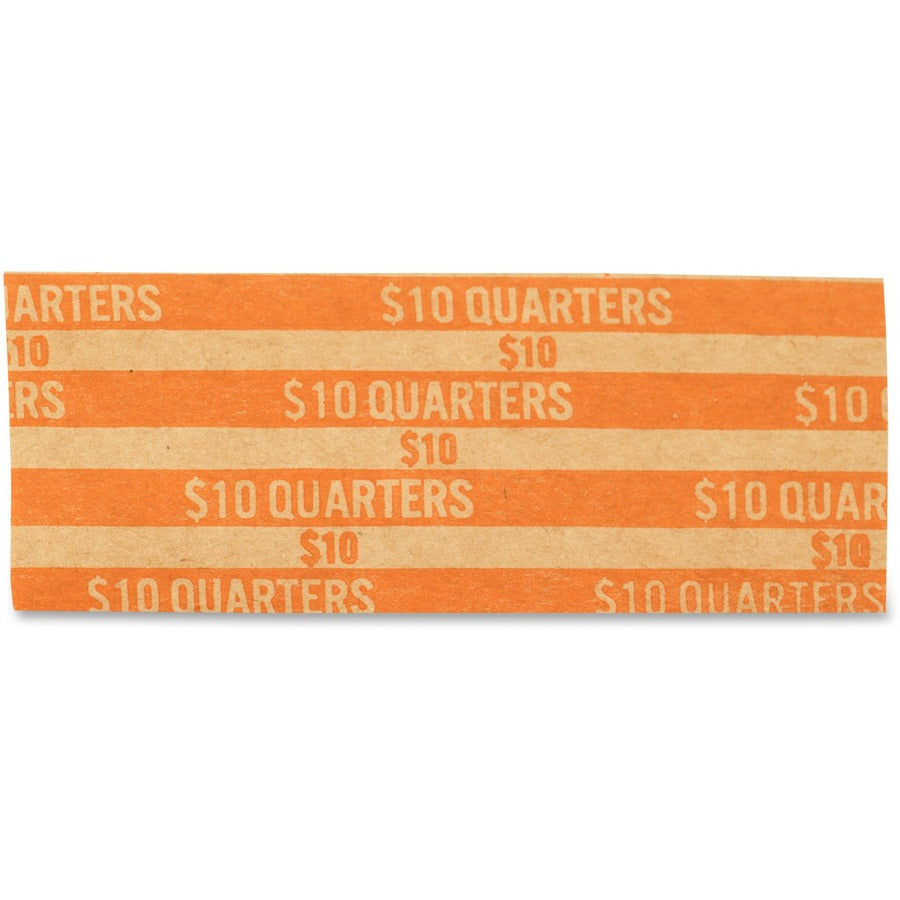 PAP-R Flat Coin Wrappers - Total $10 in 40 Coins of 25¢ Denomination - Heavy Duty - Paper - Kraft - 1000 / Box