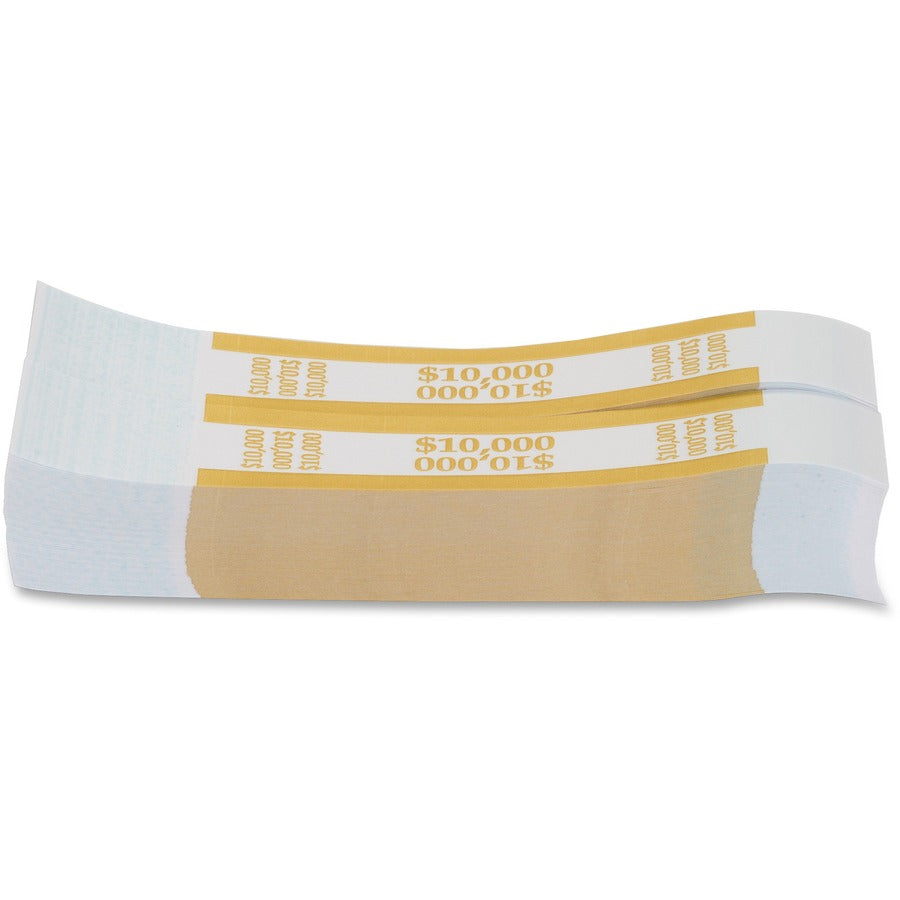 PAP-R Currency Straps - 1.25" Width - Self-sealing, Self-adhesive, Durable - 20 lb Basis Weight - Kraft - White, Yellow 