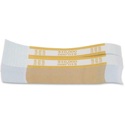 PAP-R Currency Straps - 1.25" Width - Self-sealing, Self-adhesive, Durable - 20 lb Basis Weight - Kraft - White, Yellow 