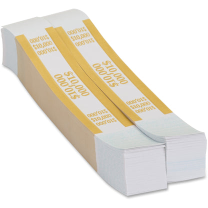 PAP-R Currency Straps - 1.25" Width - Self-sealing, Self-adhesive, Durable - 20 lb Basis Weight - Kraft - White, Yellow 