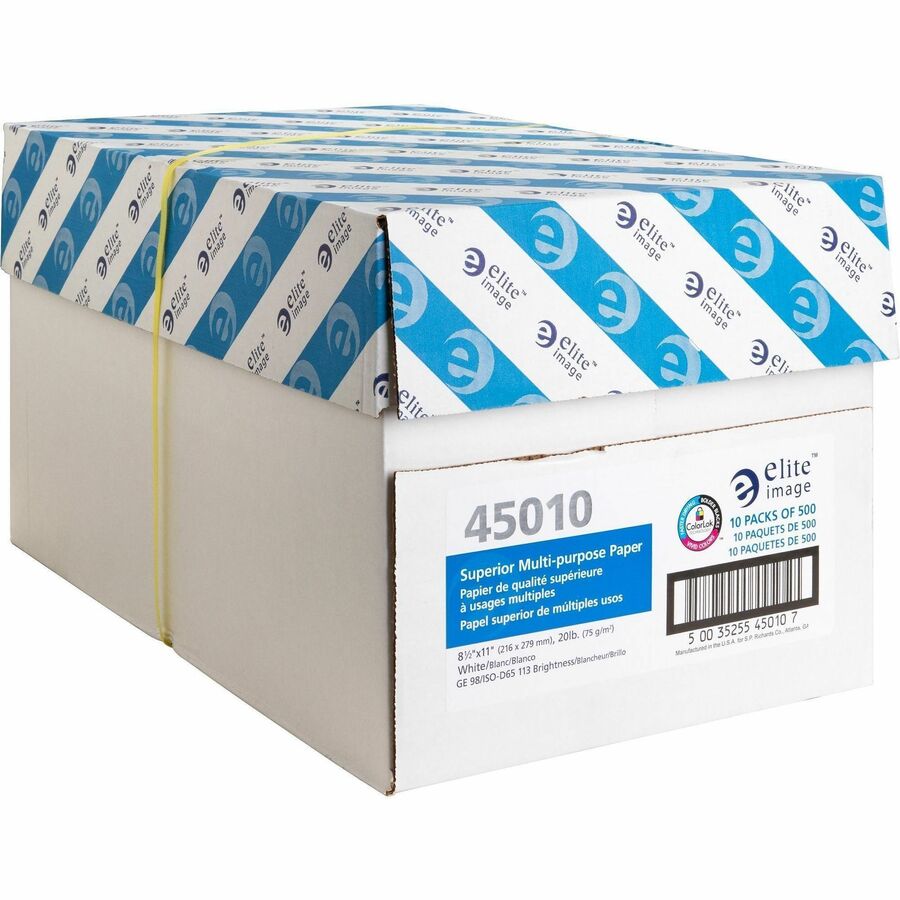 Elite Image Superior Multipurpose Paper - White - 98 Brightness - Letter - 8 1/2" x 11" - 20 lb Basis Weight - Sustainab