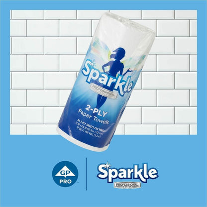 Sparkle Professional Series® Kitchen Paper Towel Rolls - 2 Ply - 8.80" Width x 11" Length - 85 Sheets/Roll - White - 15 