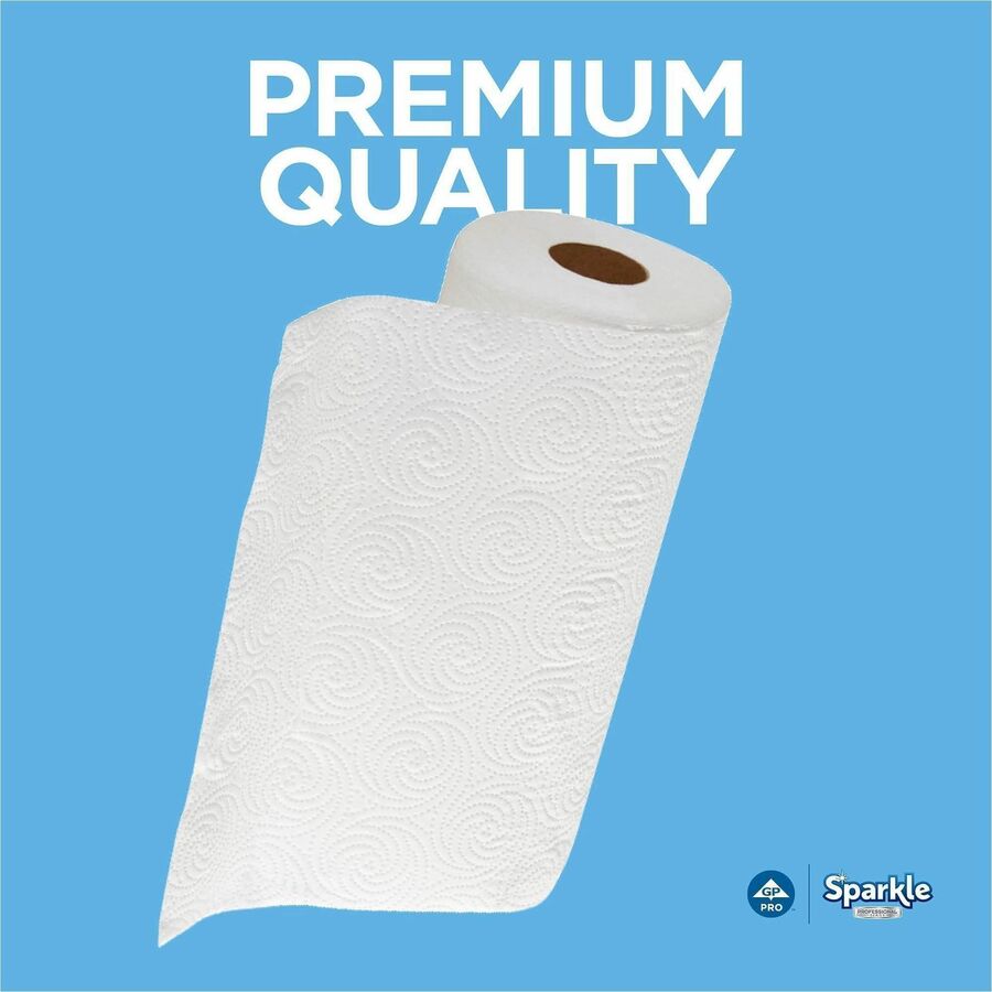 Sparkle Professional Series® Kitchen Paper Towel Rolls - 2 Ply - 8.80" Width x 11" Length - 85 Sheets/Roll - White - 15 