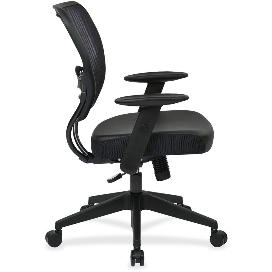Office Star Professional Dark Air Grid Back Managers Chair - Leather Seat Material - 5-star Base - Black - 1 Each