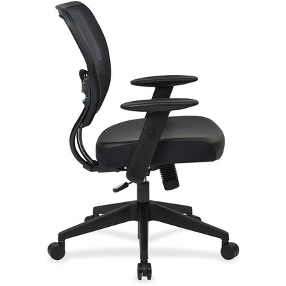 Office Star Professional Dark Air Grid Back Managers Chair - Leather Seat Material - 5-star Base - Black - 1 Each