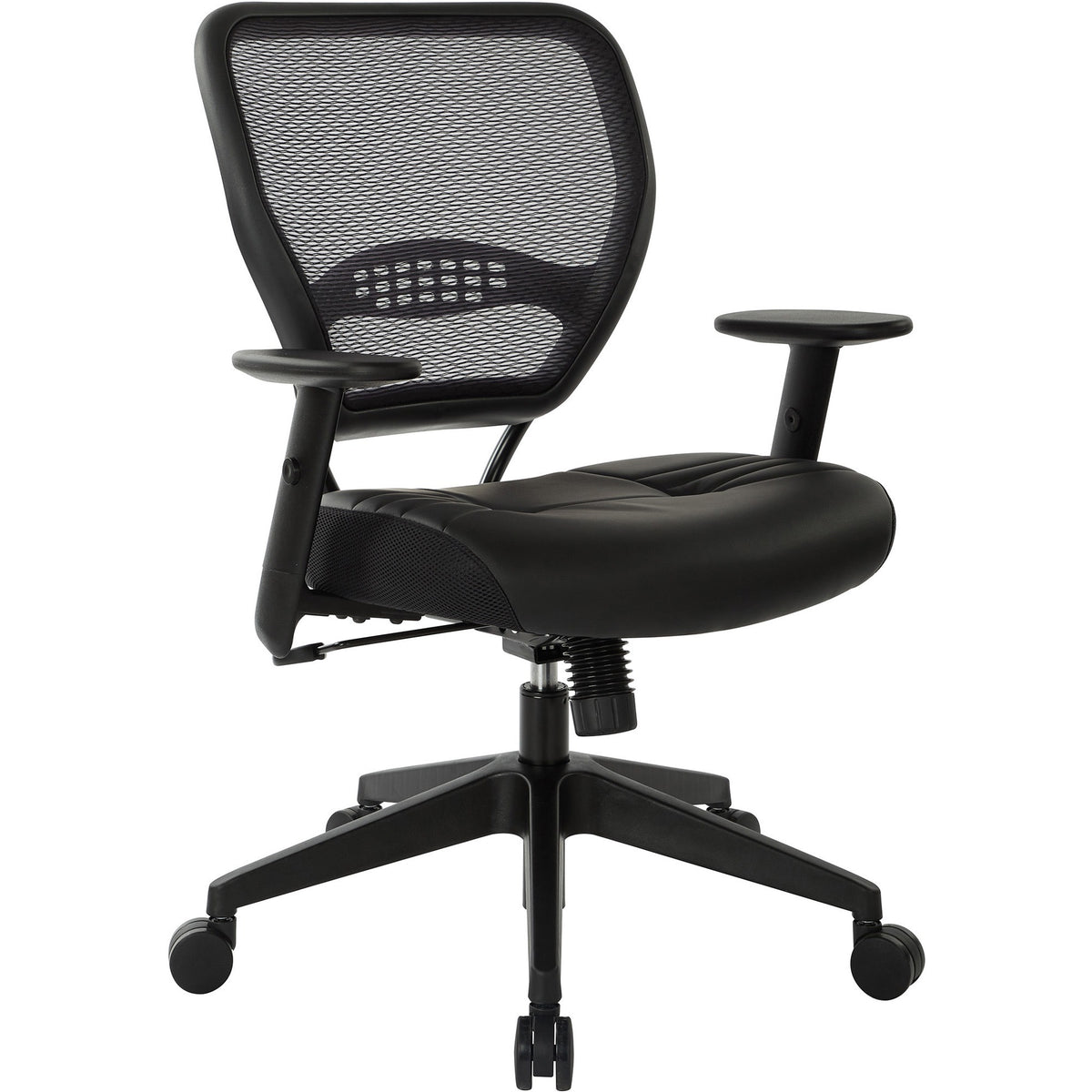 Office Star Professional Dark Air Grid Back Managers Chair - Leather Seat Material - 5-star Base - Black - 1 Each
