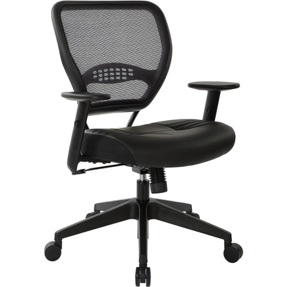 Office Star Professional Dark Air Grid Back Managers Chair - Leather Seat Material - 5-star Base - Black - 1 Each