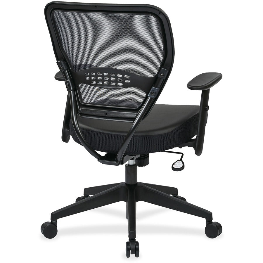 Office Star Professional Dark Air Grid Back Managers Chair - Leather Seat Material - 5-star Base - Black - 1 Each