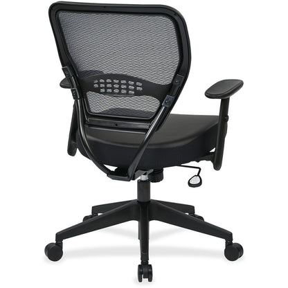 Office Star Professional Dark Air Grid Back Managers Chair - Leather Seat Material - 5-star Base - Black - 1 Each