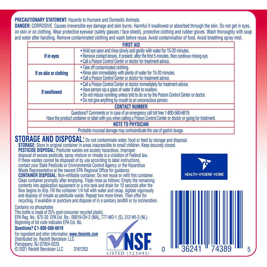 Professional Lysol No Rinse Sanitizer - Concentrate - 128 fl oz (4 quart) - No-rinse, Disinfectant, Anti-bacterial - Cle