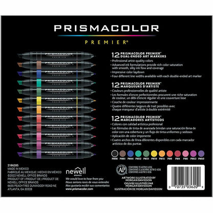 Prismacolor Premier Fine Art Markers - Primary Ink - Alcohol Based - 12 / Box