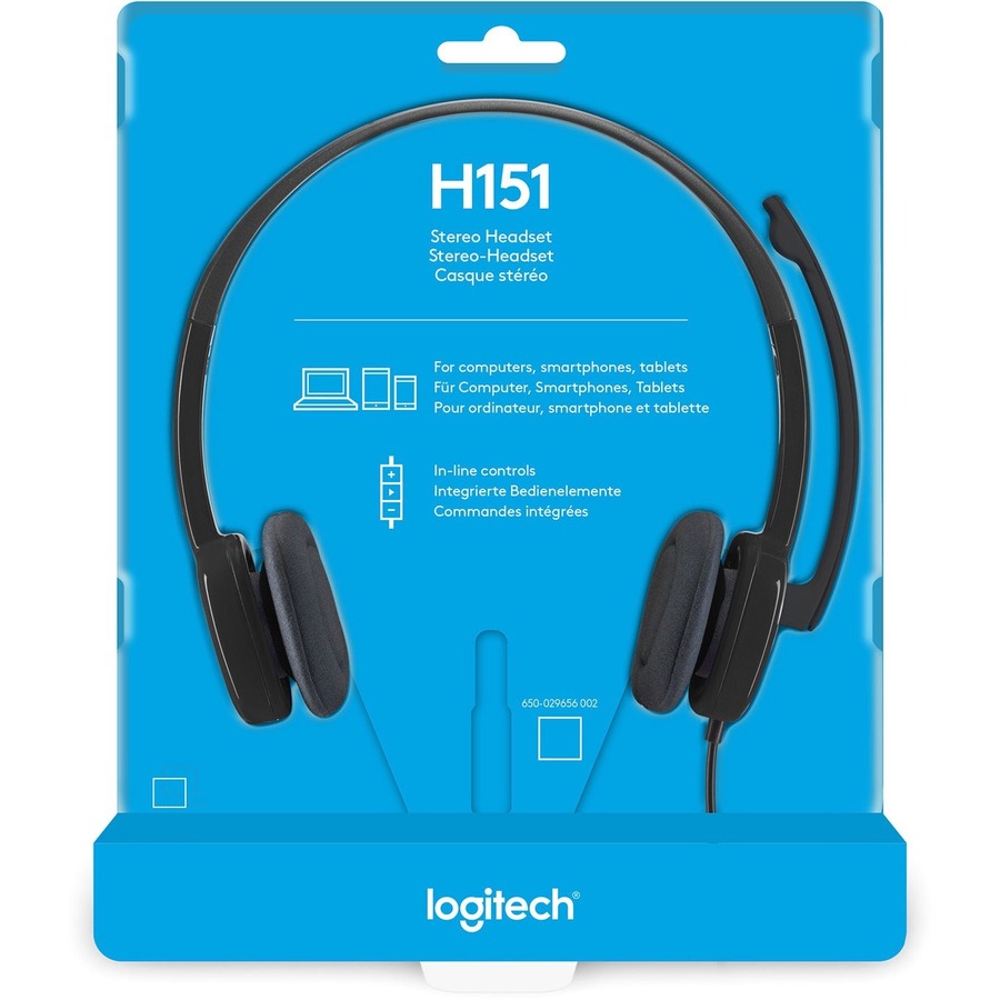 Logitech Stereo Headset H151 - Stereo - Mini-phone (3.5mm) - Wired - 22 Ohm - 20 Hz to 20 kHz - Over-the-head - Binaural