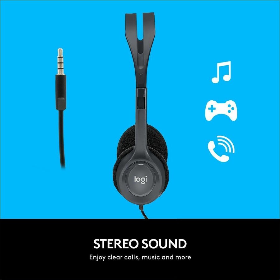 Logitech Stereo Headset H111 - Stereo - Mini-phone (3.5mm) - Wired - 32 Ohm - 20 Hz to 20 kHz - Over-the-head - Binaural