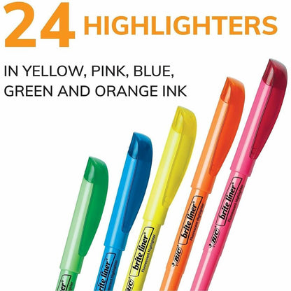 BIC Brite Liner Highlighter, Assorted - Fluorescent Assorted Ink - 1 Set