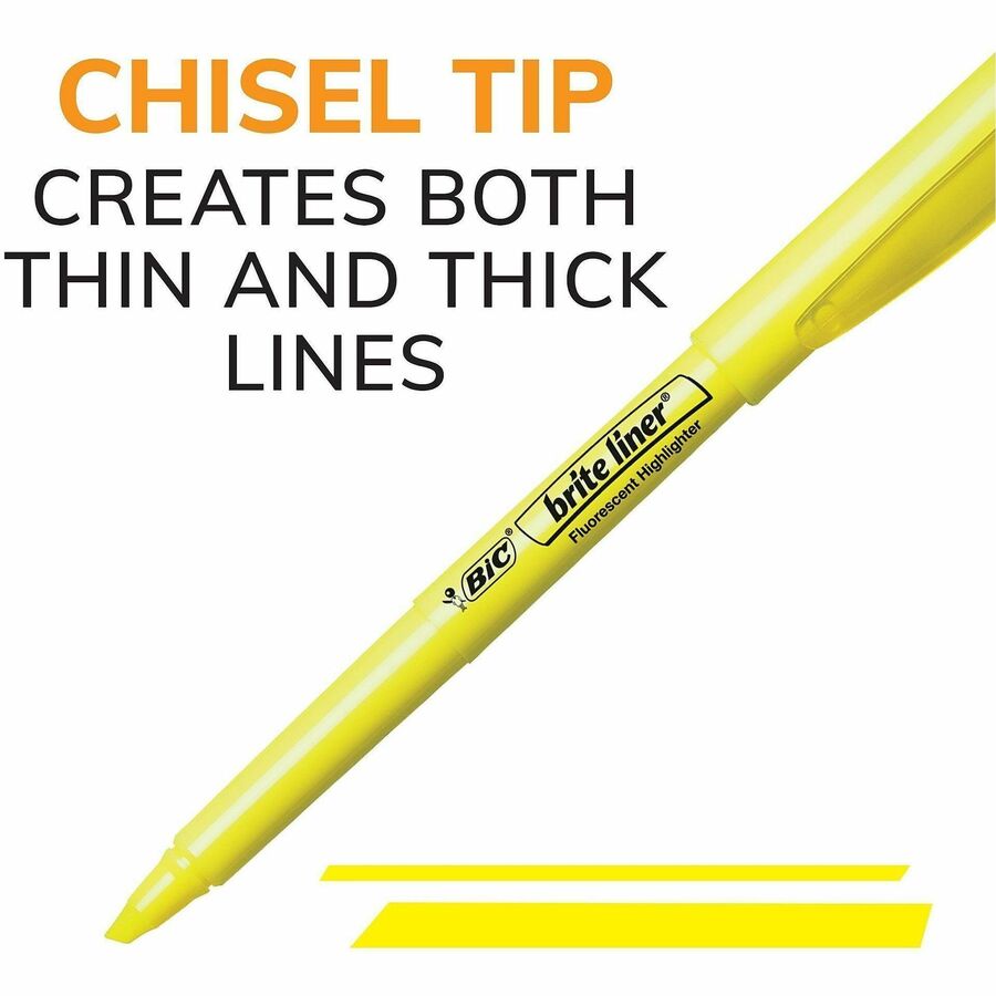 BIC Brite Liner Highlighter, Assorted - Fluorescent Assorted Ink - 1 Set