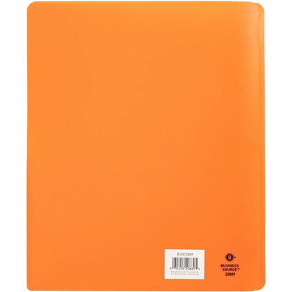 Business Source Letter Portfolio - 8 1/2" x 11" - 50 Sheets Capacity - 3 x Prong Fastener - 2 Pocket - Orange - 1 Each