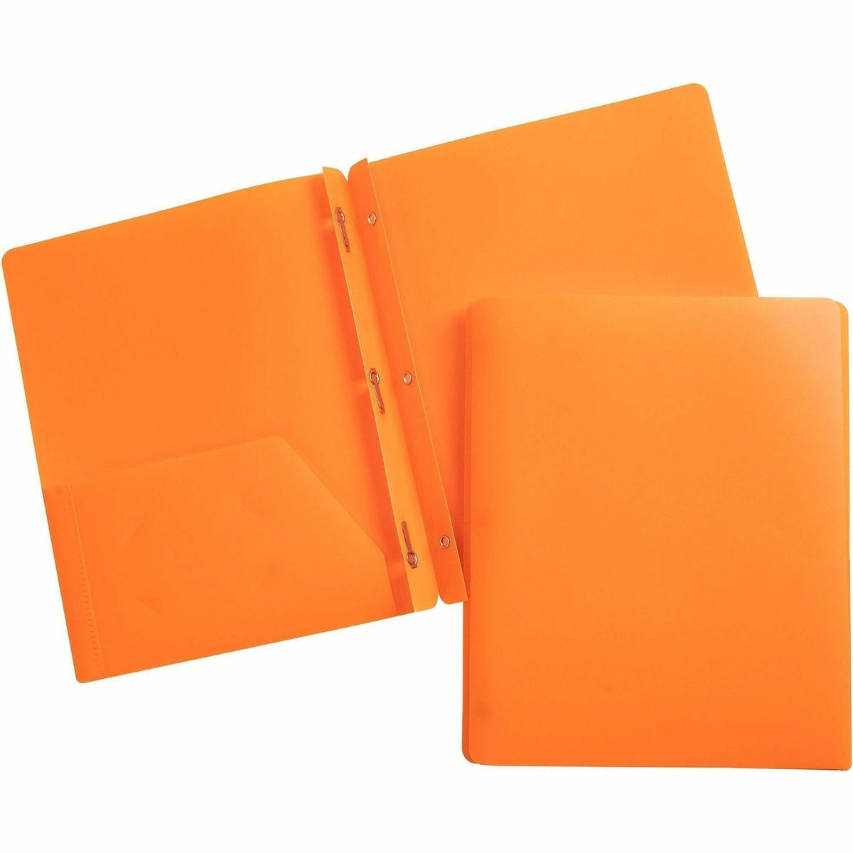 Business Source Letter Portfolio - 8 1/2" x 11" - 50 Sheets Capacity - 3 x Prong Fastener - 2 Pocket - Orange - 1 Each