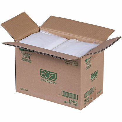 Eco-Products 6" Plantware High-heat Spoons - 1 Piece(s) - Spoon - 1 x Spoon - Disposable - Pearl White - 50/Pack - 20 / 
