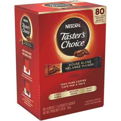 Nescafe Taster's Choice Instant House Blend Coffee - 0.1 oz Per Packet - 80 Stick - Instant - House Blend - 80 / Box