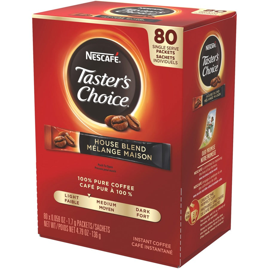 Nescafe Taster's Choice Instant House Blend Coffee - 0.1 oz Per Packet - 80 Stick - Instant - House Blend - 80 / Box