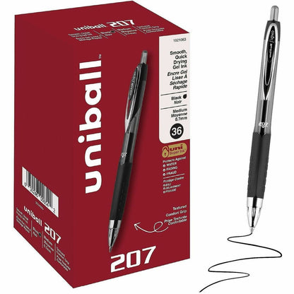 uniball™ 207 Gel Pen - 0.7 mm Pen Point - Refillable - Retractable - Black Ink - Pigment-based - 36 / Pack