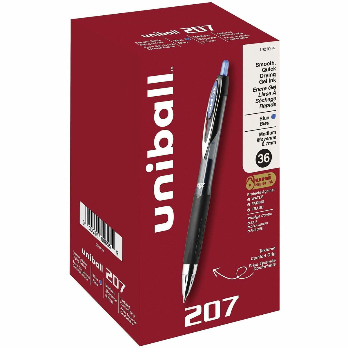 uniball™ 207 Gel Pen - 0.7 mm Pen Point - Refillable - Retractable - Blue Ink - Gel-based - 36 / Pack