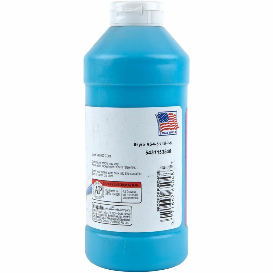 Crayola Artista II Washable Tempera Paints - Turquoise - 16 oz - Washable - 1 Each