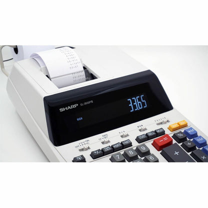 SHARP® EL-2630PIII 12-Digit Commercial Printing Calculator - Independent Memory, Sign Change, Backspace Key, Double Zero