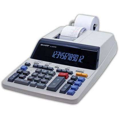 SHARP® EL-2630PIII 12-Digit Commercial Printing Calculator - Independent Memory, Sign Change, Backspace Key, Double Zero
