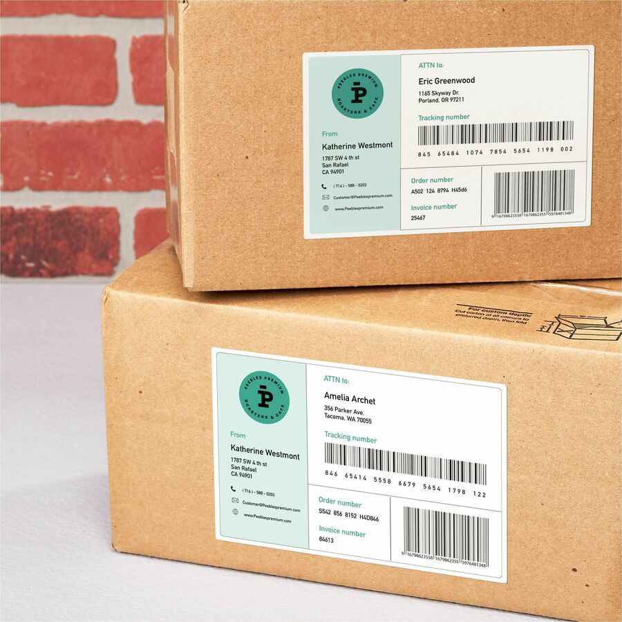 Avery® Address Label - x 5 1/2" Width x 8 1/2" Length - Half Sheet - Permanent Adhesive - Rectangle - Laser, Inkjet - Ma